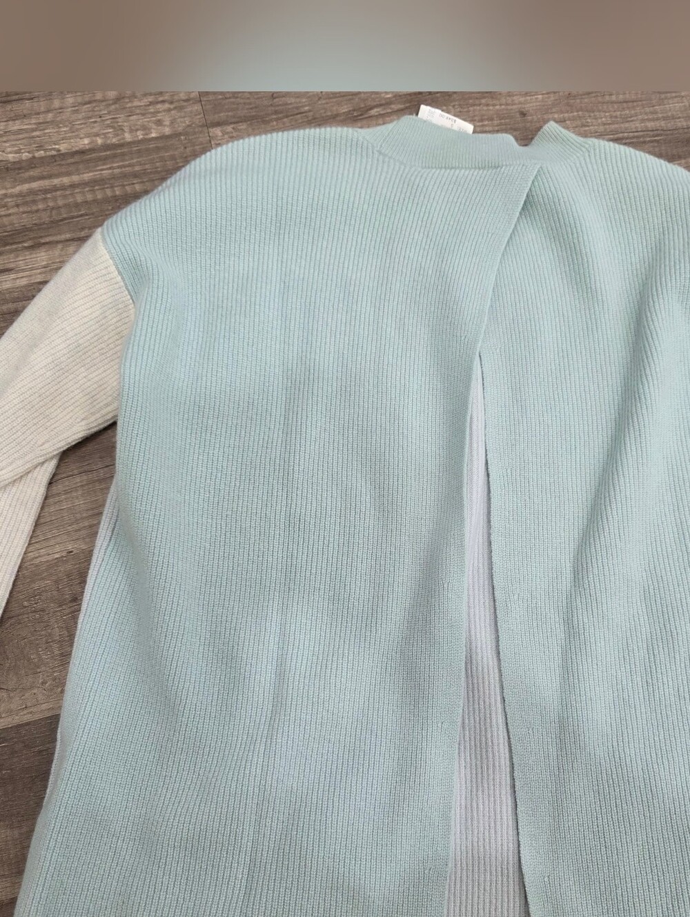 Nwt Club Monaco 349$ Arya Cashmere Light Blue Cream Colorblock Sweater Y2K Lux - Picture 2 of 9